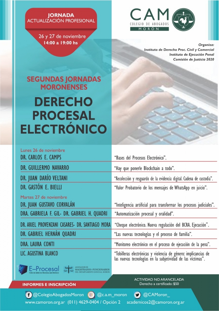 Jornadas Moronenses de Derecho Procesal Electrónico